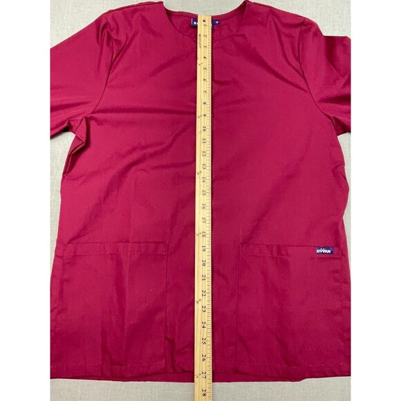 Sivvan Women's Scrub Warm-Up Jacket Front Snap Round Neck Red Size Small - Picture 5 of 8